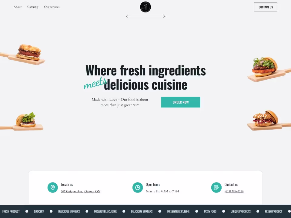 Snapshot of Kaz Kitchen's website created by Design Infinity