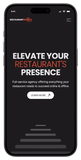 Snapshot of Restaurant Infinity's website created by Design Infinity