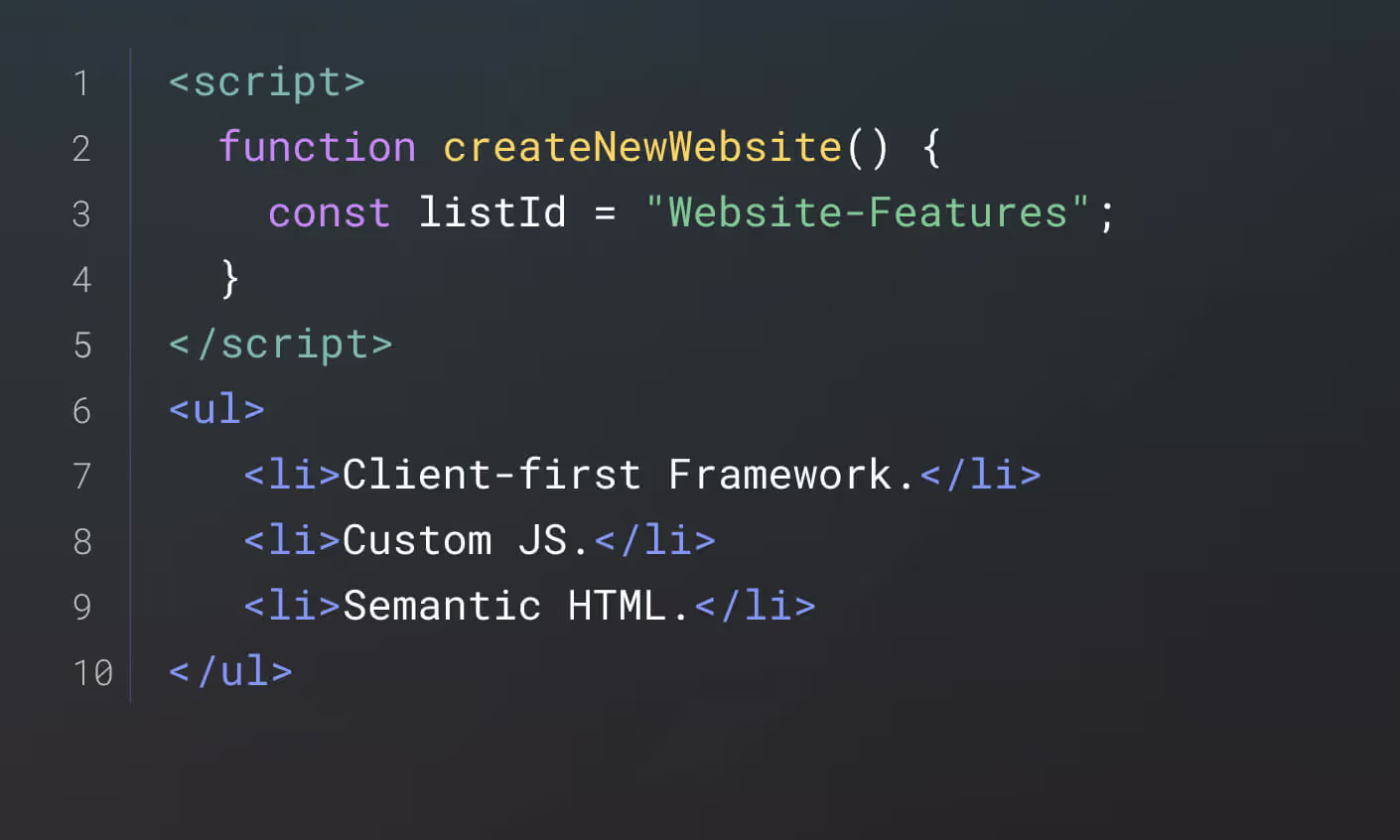 Code snippet showing some HTML code